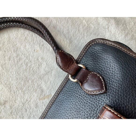 Vintage Brighton Black & Brown Leather Satchel Shoulder Bag Crock Embossed Y2K - Picture 9 of 16